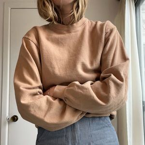 Beige Cotton 14oz Heavy Fleece Sweatshirt